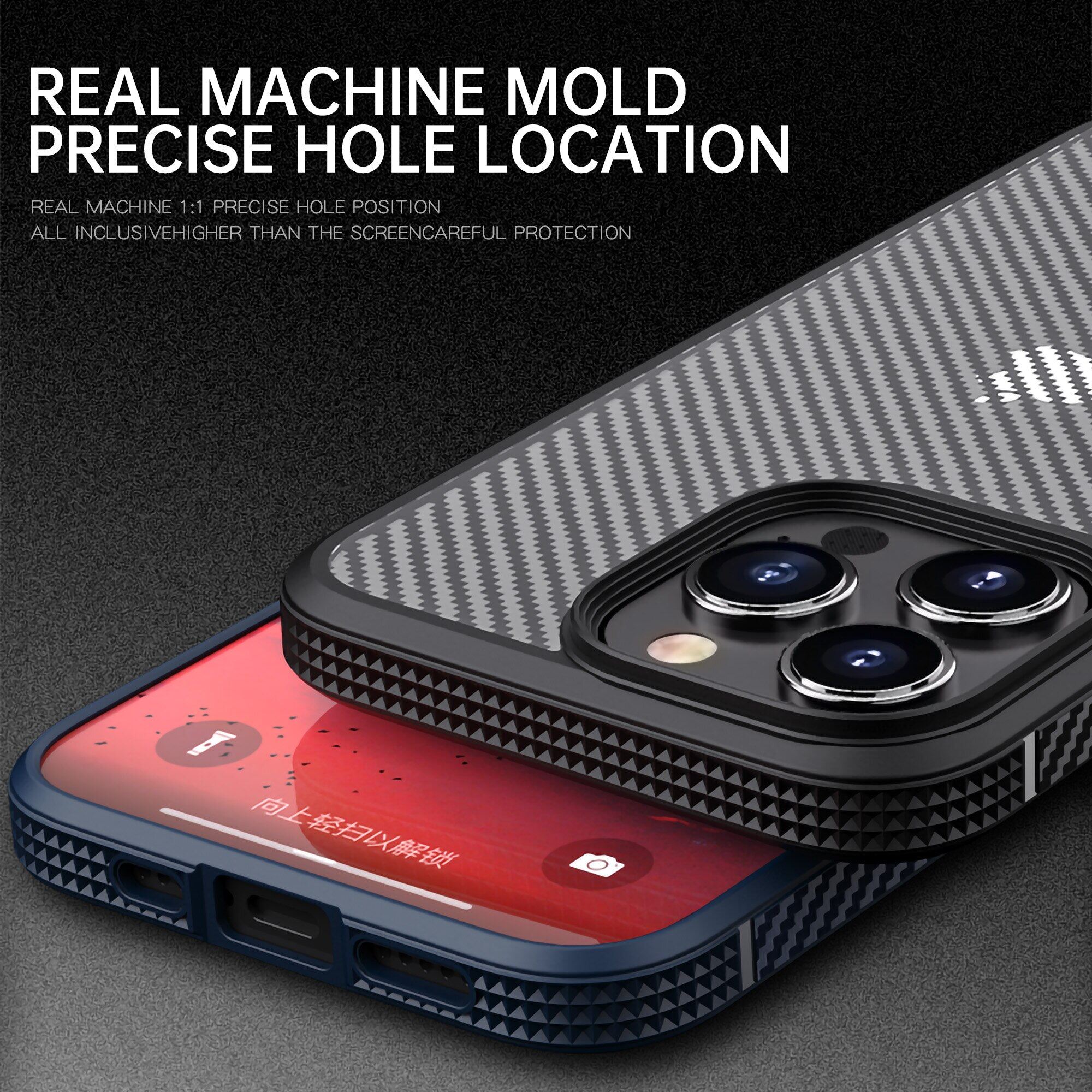 Cho iPhone 15 Pro Max Trường Hợp Kiểu sợi Carbon nửa trong suốt Cứng Trở Lại Ốp chống sốc cho iPhone 14 Pro Max, 11/12 Pro Max, 13 Mini, 13 Pro Max Trường Hợp