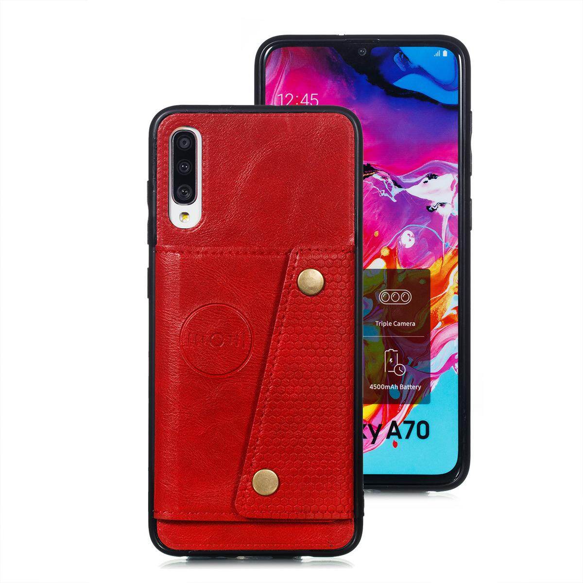 Cho Samsung A70 a70s da trường hợp nhiều Folio lật Bìa Wallet trở lại trường hợp vỏ, có thể làm việc với gắn trên xe hơi, ẩn thẻ tín dụng ID khe giữ, retro nút kim loại clasp, đứng hỗ trợ