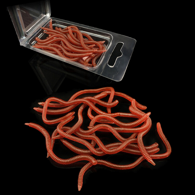 20pcs Soft Lure Earthworm Bait 8CM Lifelike Fake Grub Worm Soft Fishing Lure Baits