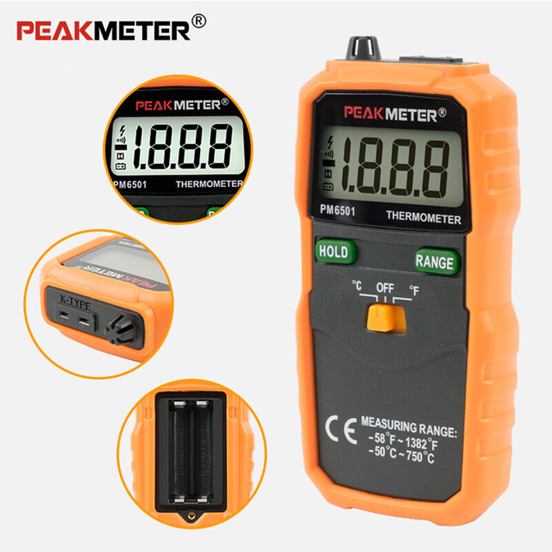 PEAKMETER PM6501 Nhiệt kế kỹ thuật số Màn hình LCD chuyên nghiệp Không dây K Loại Nhiệt kế Thermocouple