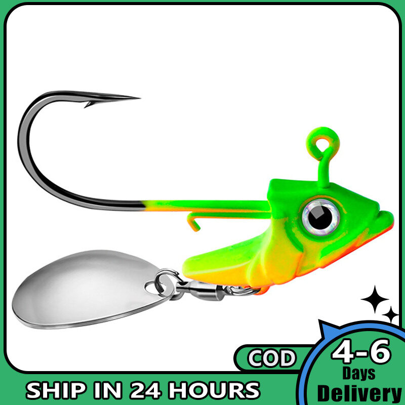 Jig Head Hooks Weighted With Spinner Blades 7.5g 10.5g 15g Fishhook For Soft Bait Fishing Tackle Accessories