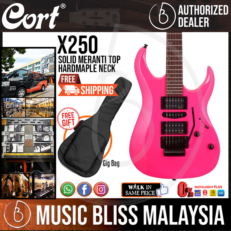 Cort X Series X250 Electric Guitar with Bag - Tear Drop Pink (X-250 X 250) Malaysia