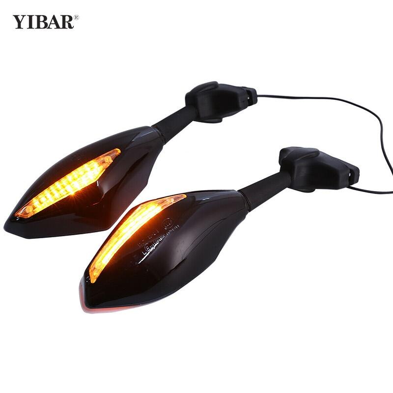 ：“ 2Pcs Motorcycle Rearview Side Mirrors With LED Turn Signals