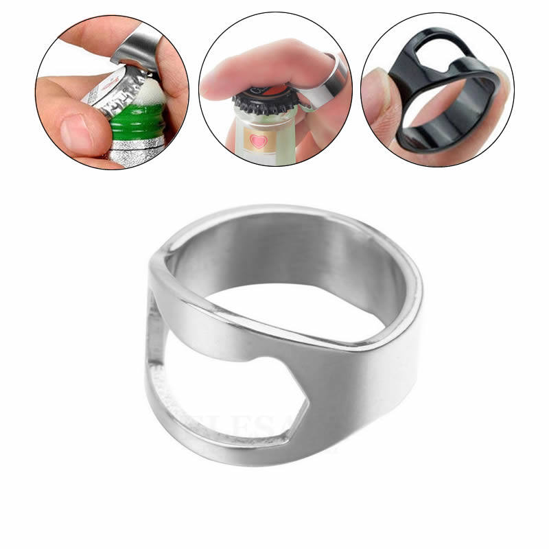 Stainless Steel Manual Can Opener Beer Opener Universal Finger Ring Bottle Opener Kitchen Gadgets