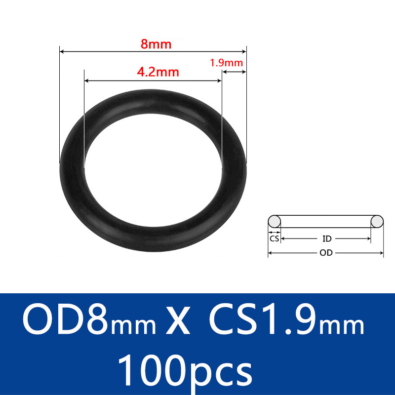 100pcs Round Soft Oring Diameter 6mm-30mm Thickness 1.9mm Black NBR Nitrile Rubber Sealing O rings Gasket