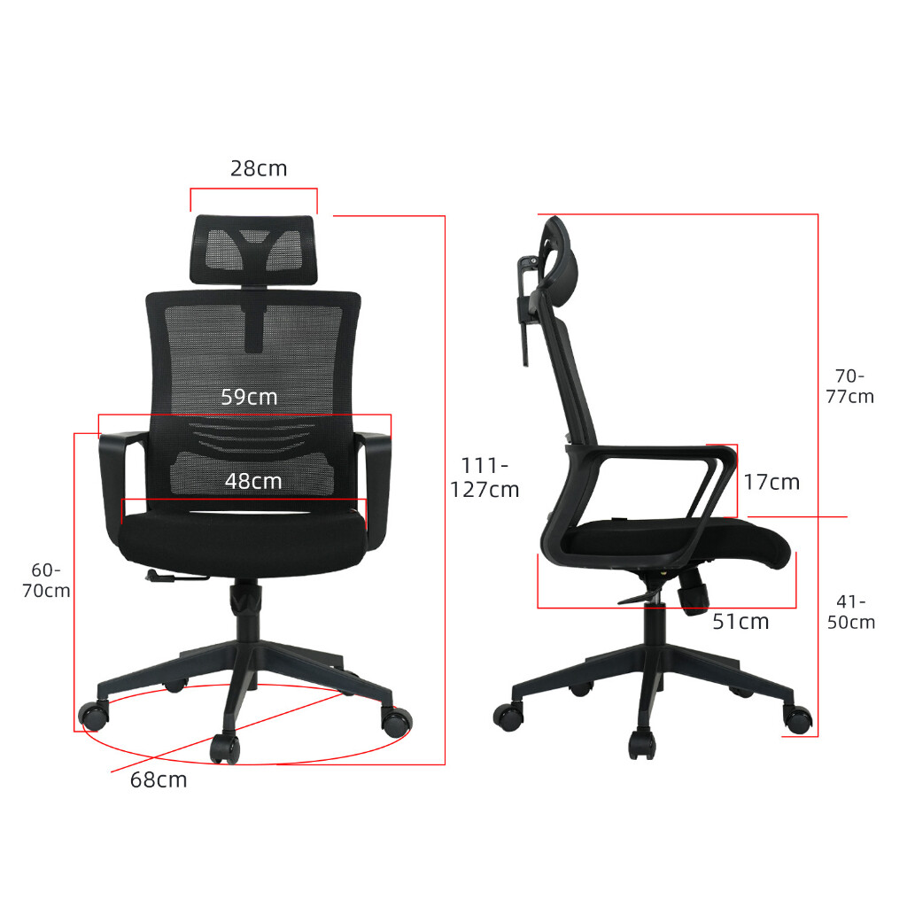 Kitchenz office chair ergonomic chair executive chair high back foldable office mesh medium back