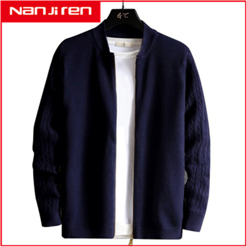 Nanjiren free shipping 2019 new autumn and winter men's sweater plus velvet knitted jacket men's cardigan Korean trend casual hooded jacket