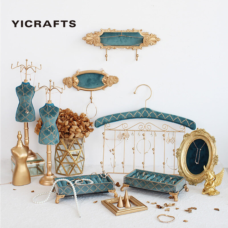 Giá bán Giá Đỡ Trưng Bày Đồ Trang Sức Cổ Điển Yiccraft Có Khay Và Giá Treo Cho Vòng Cổ, Vòng Tay, Nhẫn , Đồ Trang Trí Sáng Tạo , Morandi , Quà Tặng Tuyệt Vời Cho Bạn Gái