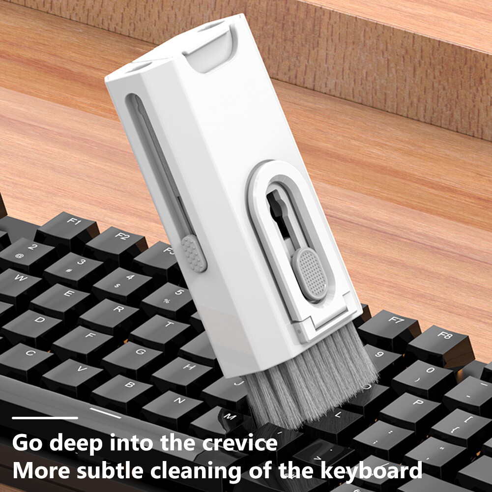 8 in 1 Dust Removal Brush With Mobile Phone Holder Computer Keyboard Cleaner Built-in Key Puller Keyboard Cleaner Brush Kit Portable for Airpods Pro 2