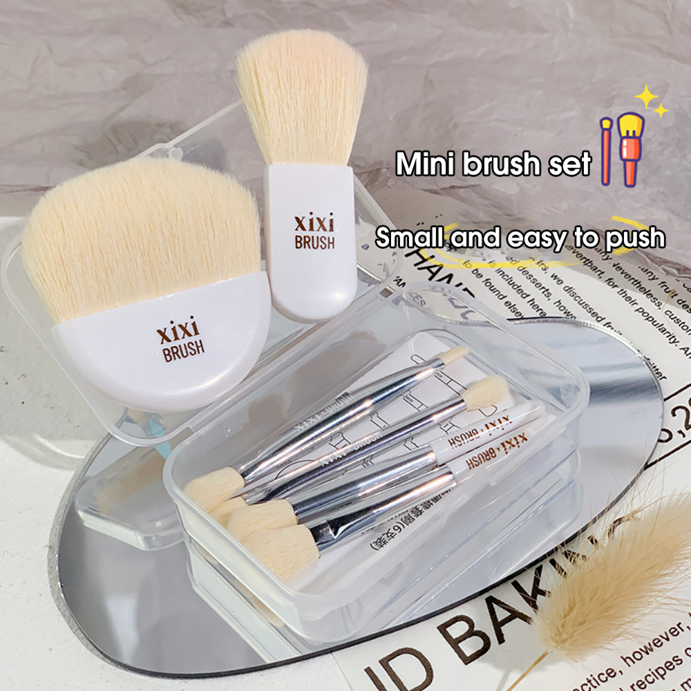 Bộ 6 Cọ Trang Điểm Du Lịch Mini Cọ Che Khuyết Điểm Mềm Cầm Tay Dụng Cụ Đánh Phấn Mắt Nền Làm Đẹp Kèm Hộp