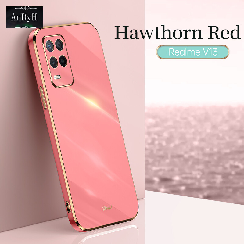 AnDyH Plating phone Case For OPPO Realme 8 V13 Q3 Q3i 5G casing,Precise Camera Protection cases Luxury Straight Edge Cover