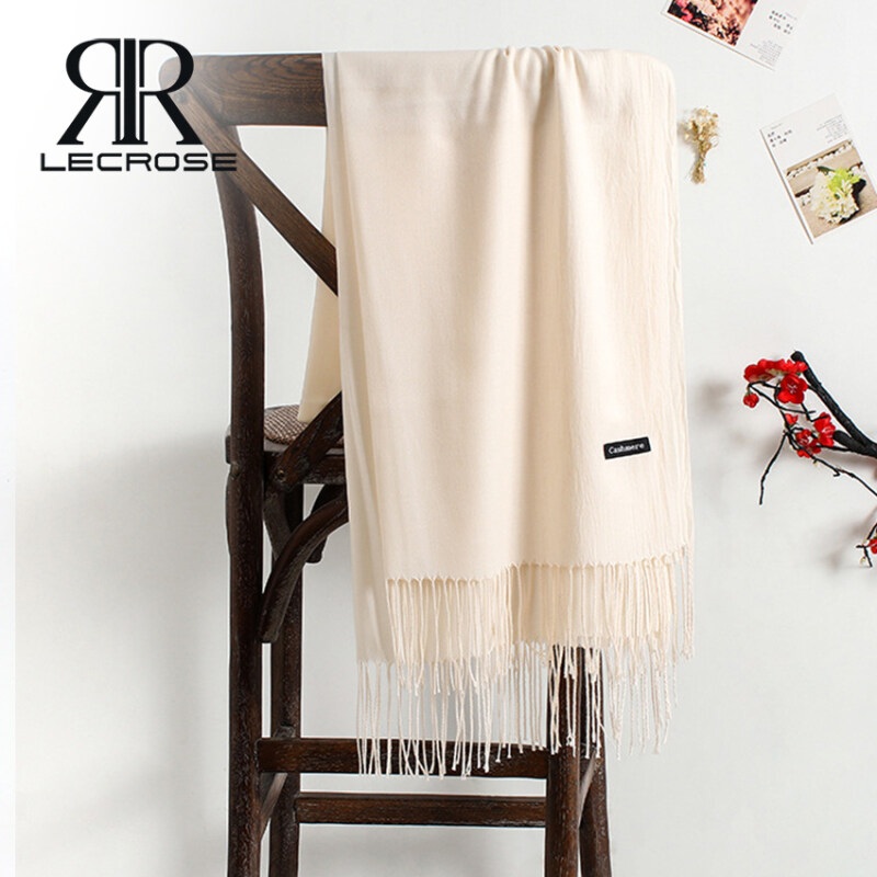 LecRose khăn quàng cổ Women Scarves Fringed Solid Cashmere-like Scarves Winter Thicken Warm Soft Pashmina Shawls Wraps Female Knitted Wool Long Christmas Scarf