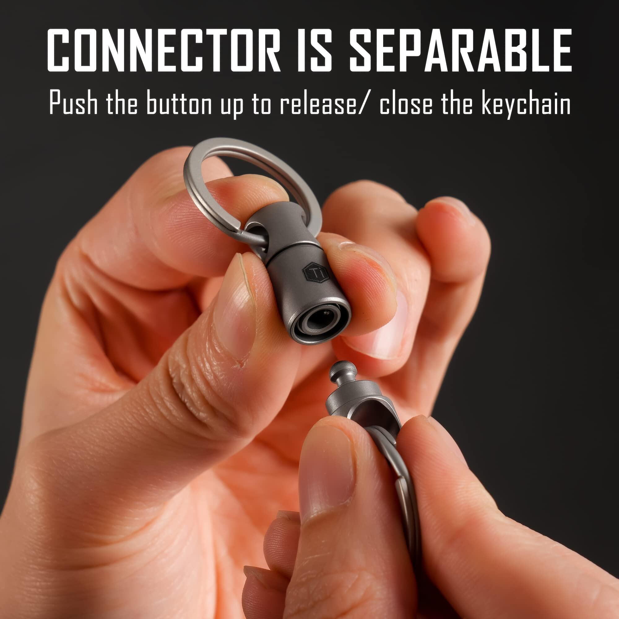 KeyUnity KA24 Double-end Swivel Keychain Key Ring Connector, Titanium Rotatable Key Linker for Carabiner & Wind Chime