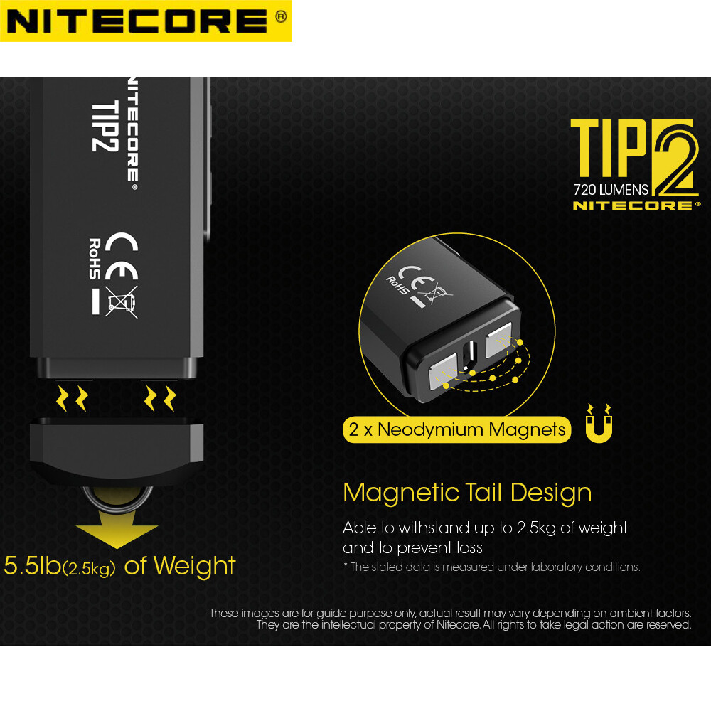 NITECORE Đèn Pin Mini TIP2 Senter Đèn Pin Móc Khóa Sạc USB Đèn Pin Khẩn Cấp Di Động Ngoài Trời CREE XP-G3 S3 Ppowerful Nhật Bản Đèn Pin Đa Năng LED Chống Nước IPX67 Đèn Pin LED 26650 Siêu Sáng Công Suất Cao 10000LM