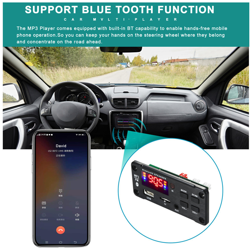 Bảng Mạch Giải Mã MP3 Bộ Khuếch Đại Mô-đun Âm Thanh Radio FM Cho Xe Hơi Tương Thích Bluetooth