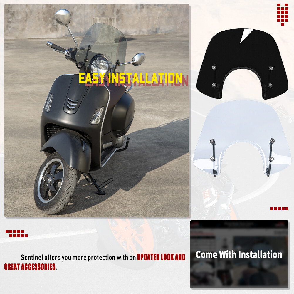 Allotmark Kính Chắn Gió Xe Máy GTS250, Kính Chắn Gió Spoiler Bộ Làm Lệch Hướng Gió Luồng Khí Cho Phụ Kiện Piaggio VESPA GTS 250 300 LX50 LX125 LX150 GT200