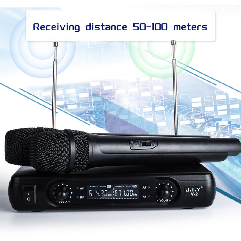 Bộ Micro Cầm Tay Không Dây Nhận Lớn Hệ Thống Micro Không Dây Ổn Định Với Màn Hình LCD Hiển Thị