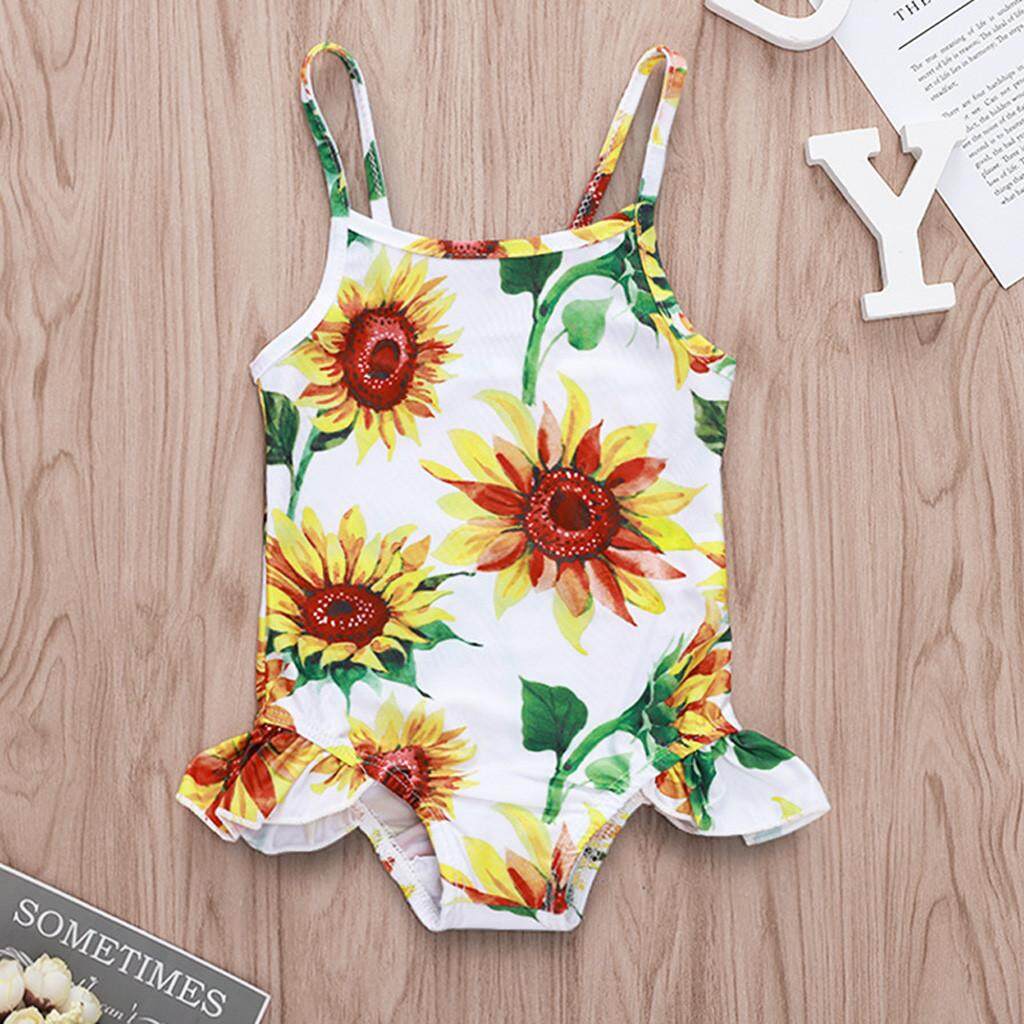 Babysmikee Kids Baby Girls Floral Print Ruffled Bikini Beach Swimsuits Bathing Clothes