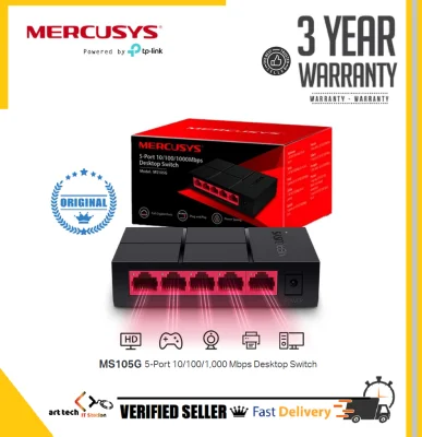 Mercusys MS105G 5-Port Gigabit 10/100/1000 Mbps Desktop Network Ethernet LAN Switch ( Powered by TP-Link )