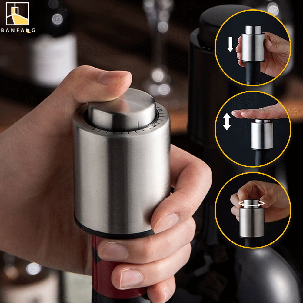 Red Wine Bottle Stopper Stainless Steel Foreign Wine Cover Close Universal Bottle Sealer Champagne Fresh-keeping Vacuum Stopper