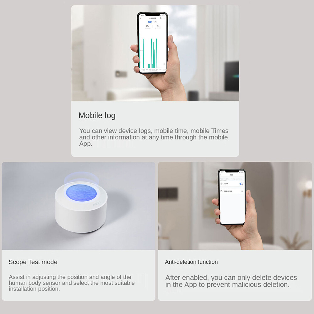 KKmoon Aqara High Precision Human Body Sensor Motion Sensor Zigbee 3.0 Wireless Smart Movement IPX5 Waterproof Smart home