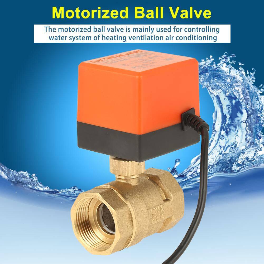 1pc AC 220V G1-1/4 DN32 2-Way 3-Wire 2-Point Control Brass Electrical Motorized Ball Valve