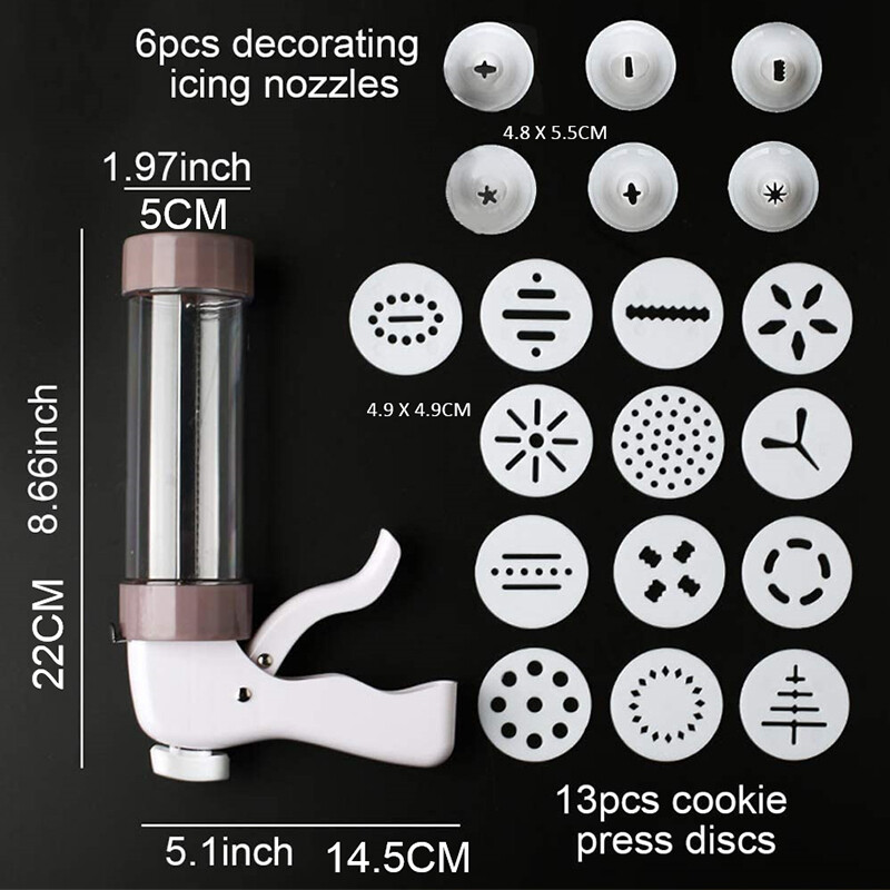 Multifunctional Cookie Mold with 6 Icing Tips Biscuit Press Tool Kitchen Desserts Bread Pastry Baking Tools Cutter DIY Food Cake Template