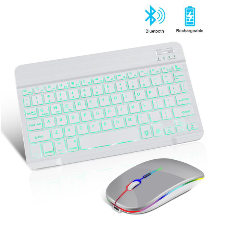 10inch Mini Wireless Bluetooth Keyboard And Mouse set RGB With Backlight Notebook keyboard For Tablet Phone IOS Android Laptop PC Computer