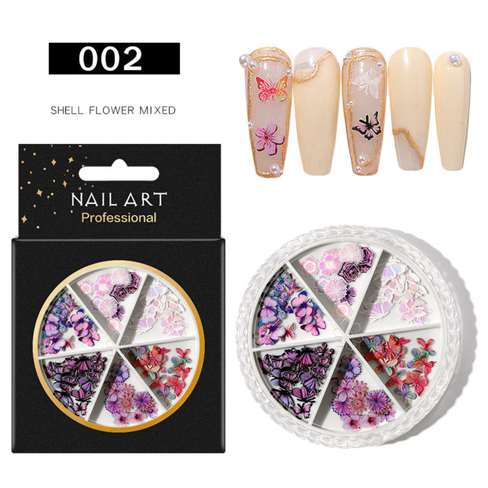 6 Lưới/Bộ Đinh Tán Đề Can Hình Bướm DIY Nail Art Trang Trí Móng Tay