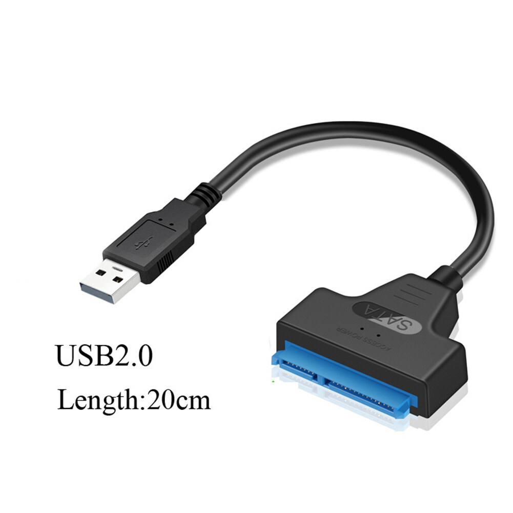 H-E 20cm Rapid Type-C/USB 2.0 to SATA Cable Adapter Converter for 2.5 inch HDD/SSD