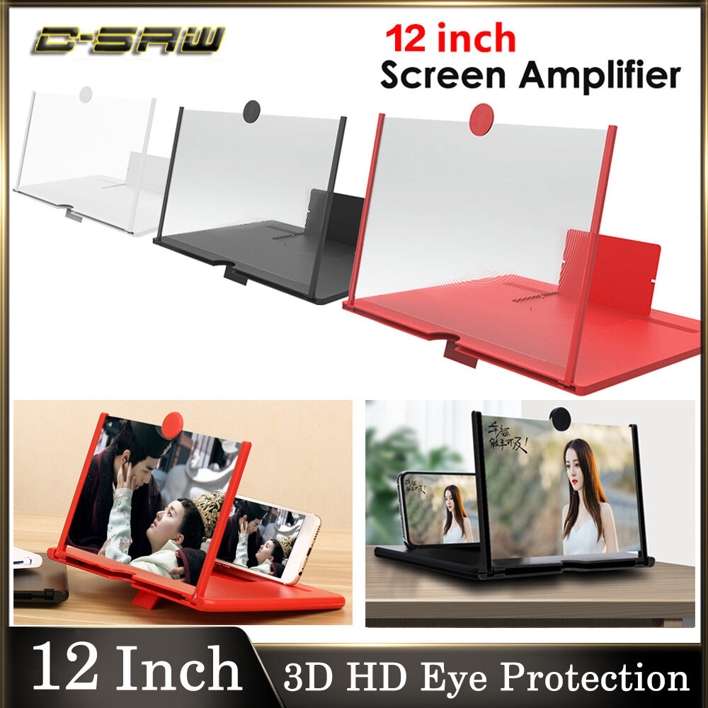 C-SAW kính phóng to màn hình điện thoại 3D HD 12 Inch Mới Nhất Màn Hình Lớn Kéo Ra Có Giá Để Bàn Phóng Đại Gấp Cho Trò Chơi Điện Ảnh Dành Cho iPhone 12 11 X/XS 8/7/6/5 Samsung HUAWEI Xiaomi VIVO OPPO