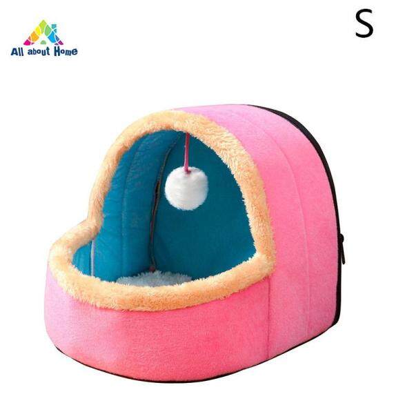 Giường vải lông mềm giữ ấm có đồ chơi cho thú cưng ABH - INTL