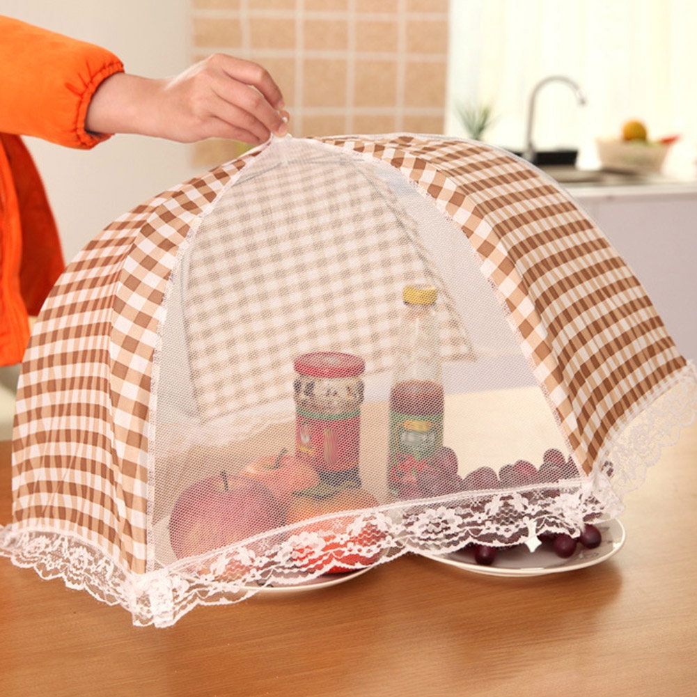 Terylin foldable square grid film dustproof table food cover anti-fly kitchen tools