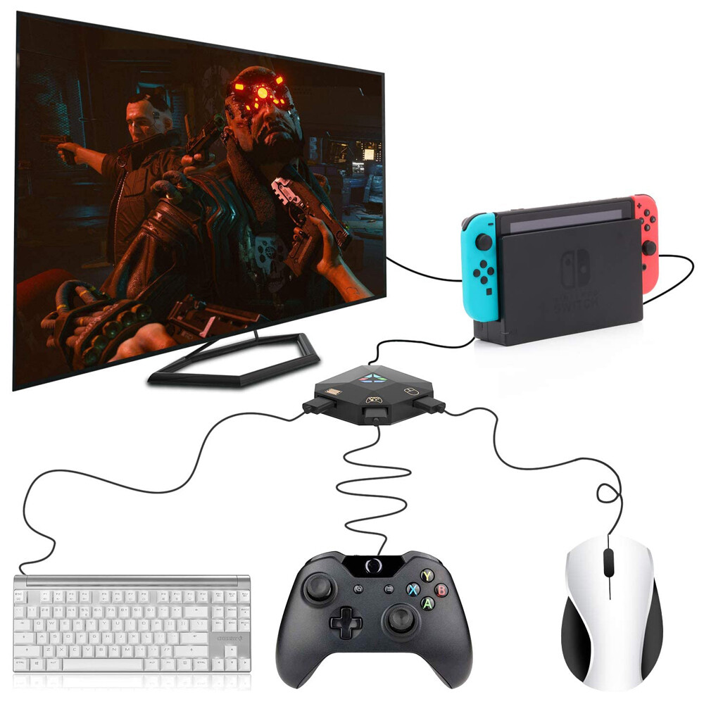 Bộ Chuyển Đổi USB Có Dây Kết Nối NS Bàn Phím Và Chuột Bộ Chuyển Đổi Đèn Báo LED Cho PS4 /PS3/Xbox One/ Xbox 360/ Switch Lite