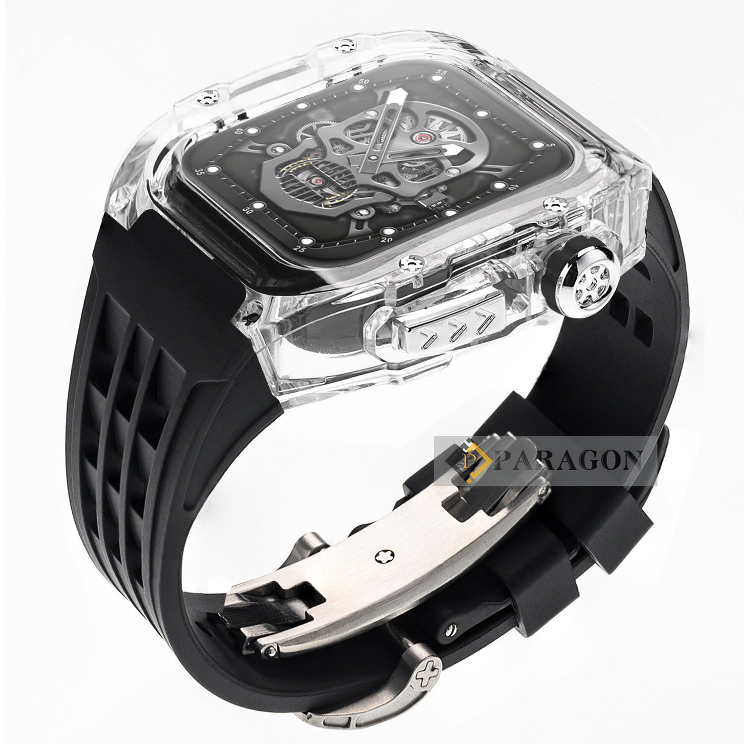 Mod Kit Transparent Case Rubber For Apple Watch 49mm 44mm 45mm for i watch Series Ultra 8 7 6 5 4 SE 44mm 45mm Wristband Replacement Fashionable style Luxury Rubber Sport Strap Band and Case