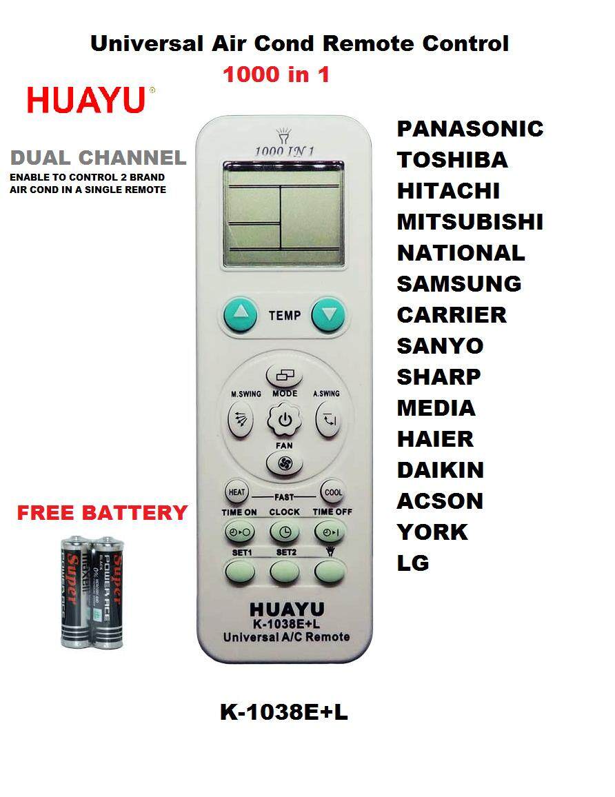 Universal Air Conditioner Remote Control HUAYU (K-1038E+L) | Lazada