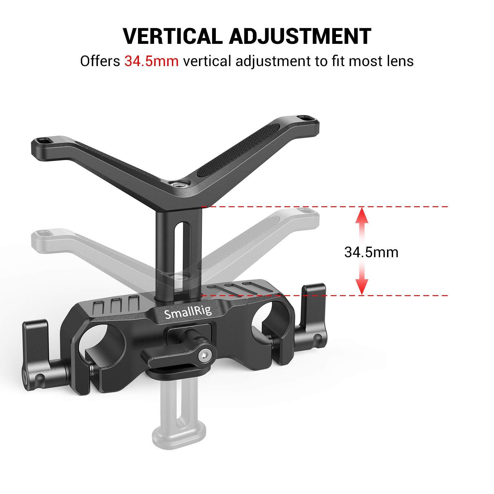 SmallRig Giá đỡ ống kính đa năng có phạm vi điều chỉnh chiều cao 34,5mm cho thanh LWS 15mm dành cho ống kính máy ảnh DSLR không gương lật BSL2680