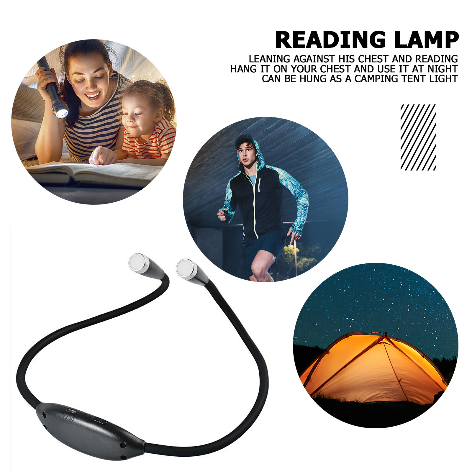 LED Neck Book Reading Light, 3 Brightness Level, Flexible Lamp for Knitting