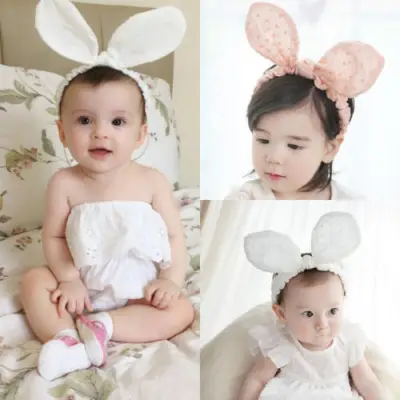 [kisseangel] Newborn Baby Kids Girls Headwear Cute Print Dot Bunny Rabbit Ears Hairband Turban Bow Knot Headband