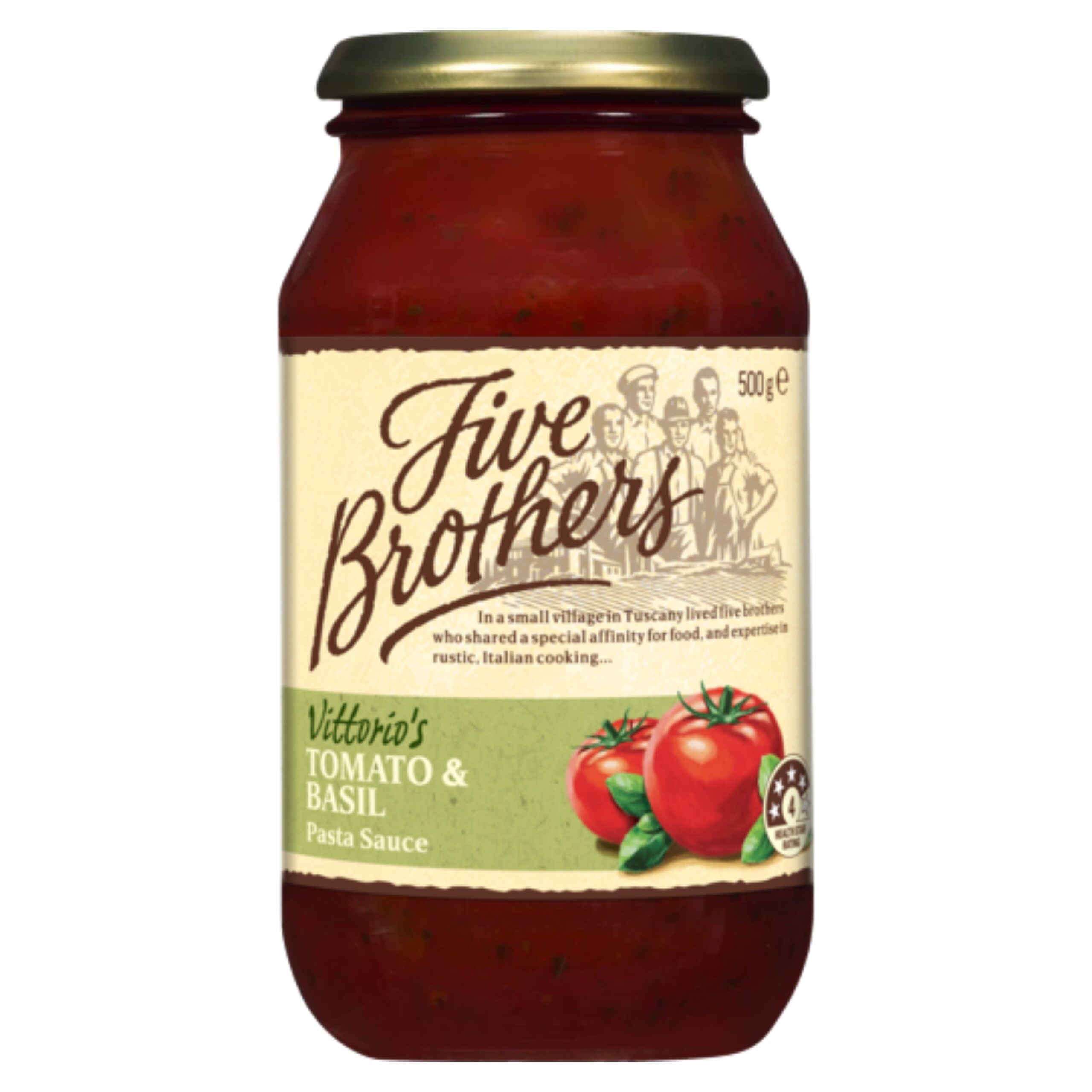 Five Brothers Pasta Sauce Tomato & Basil, 500g Lazada