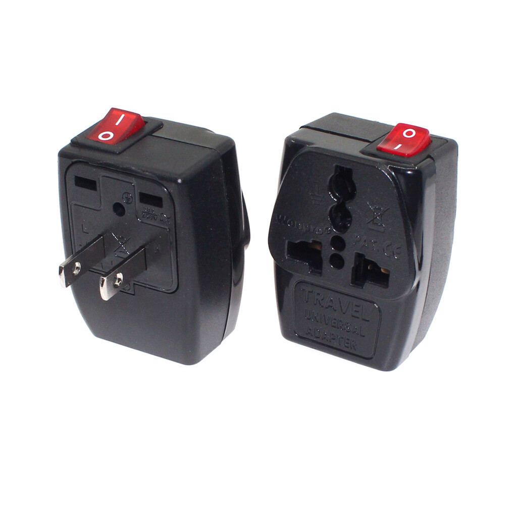Wonpro US 2 Flat Parallel Pins Plug, Universal to America,Philippines,Janpan,Thailand Power Travel Converter Adapter Wall Socket With Switch and Indicator Lamp 10A 250V