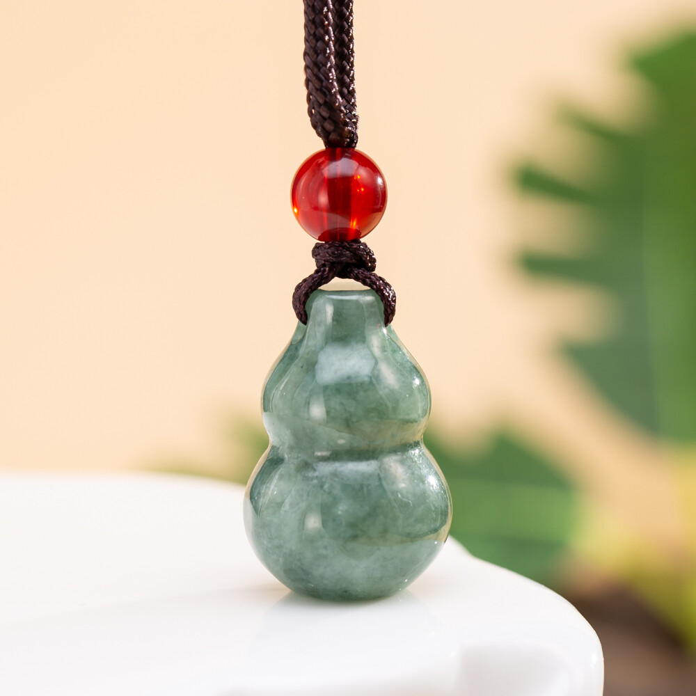 Timeswind natural genuine gourd jade light green lucky s925 silver women necklace y1n