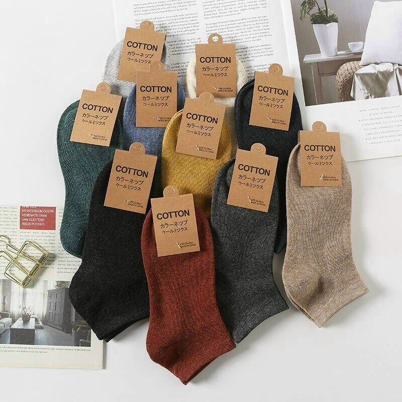 Combo 5 Đôi Tất Cotton Trơn Cổ Ngắn Nam Nữ