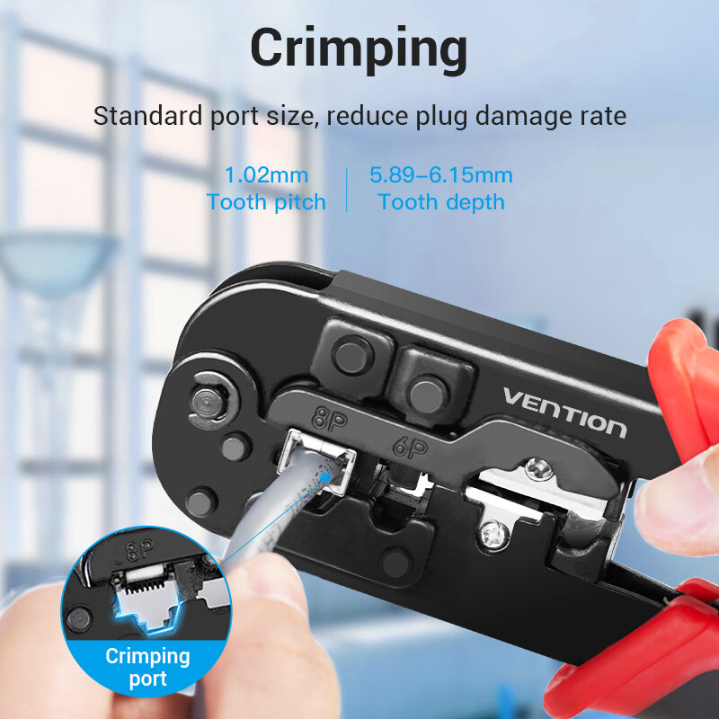 Vention Crimping tool Crimper 3 in 1 Stripping Cutting Crimping Multi-Function Crimping for RJ45 RJ11 RJ12 4P 6P 8P rj45 Crimper