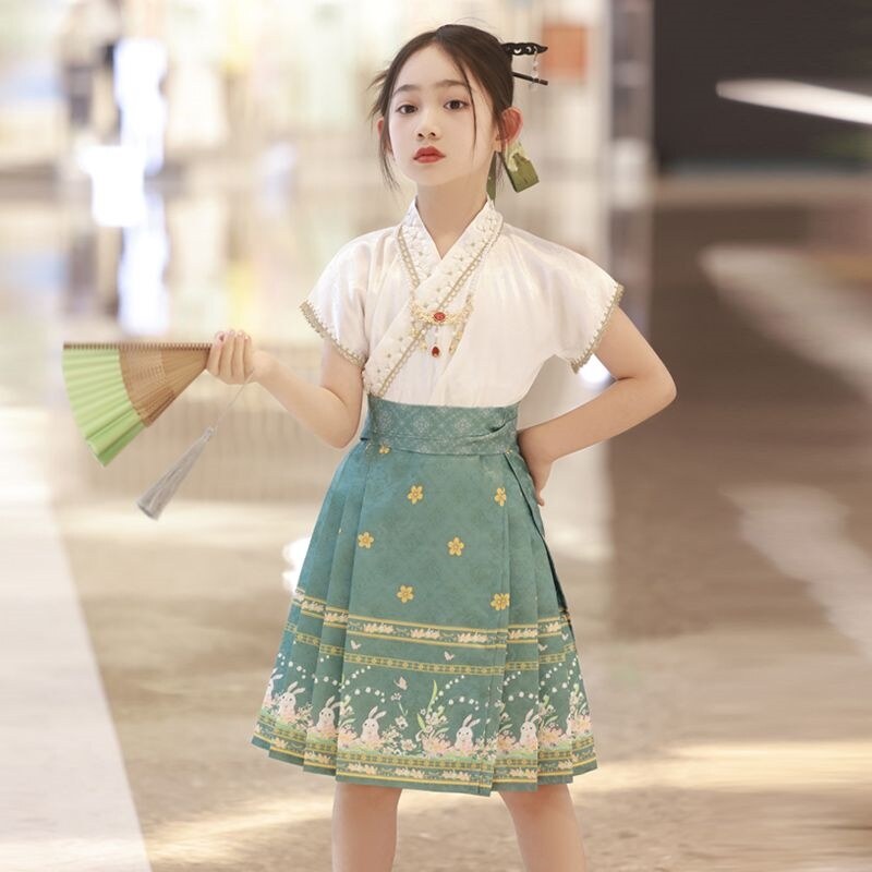 Chinese Girls' Ancient Horse-Faced Skirt Girl's Thin Hanfu Children's ...