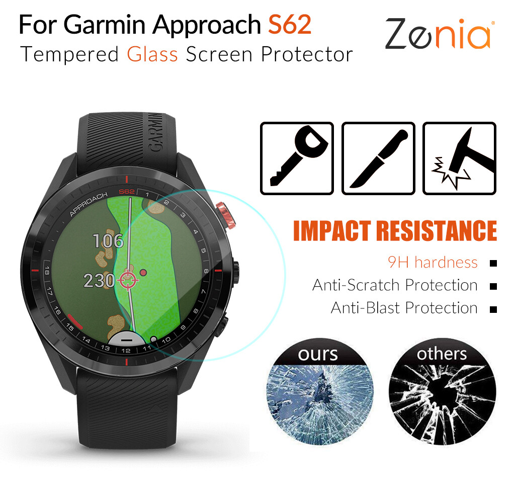 Zenia 2pcs Full Screen Protector Film For Garmin Approach S62 Watch HD 9H 2.5D Tempered Protective Glass Explosion-proof Anti Scratch Film Accessories