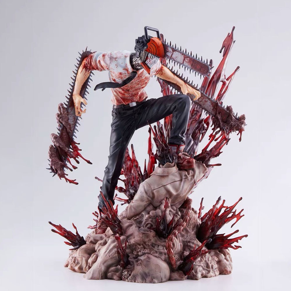 Figura De Chainsaw Man Denji De 29 Cm | PVC Con Máscara De Látex | Estatua Coleccionable Para Fans Del Anime