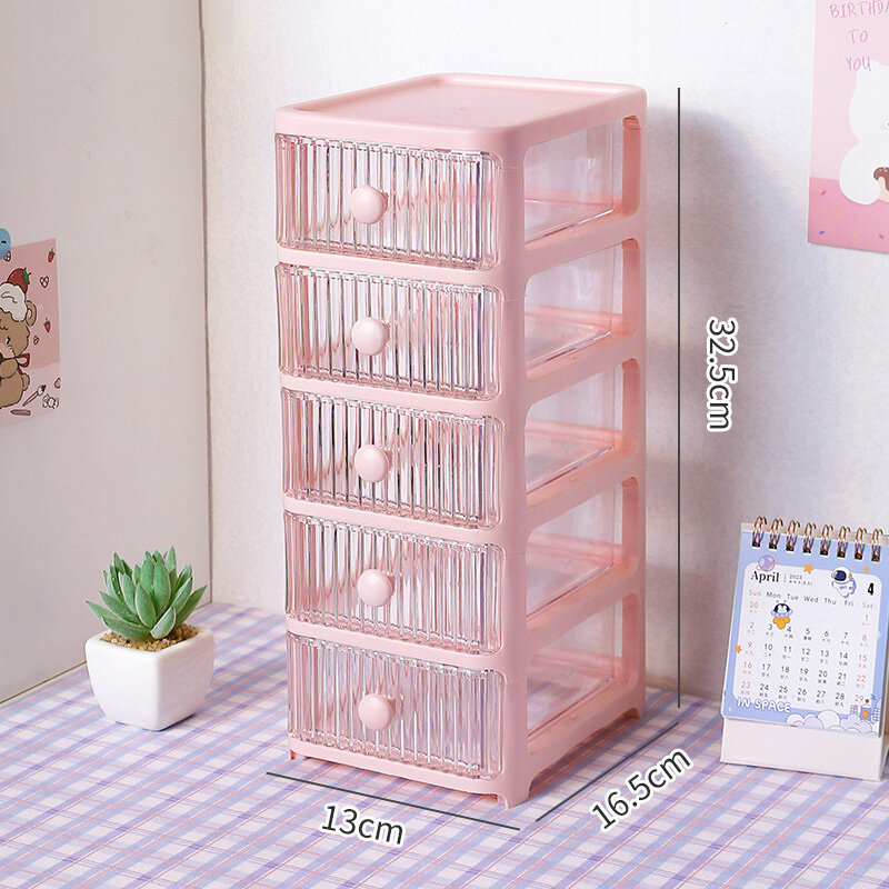 XMDS Office drawer type cartoon desktop storage box storage cabinet plastic multi-layer dormitory stationery cosmetics storage box