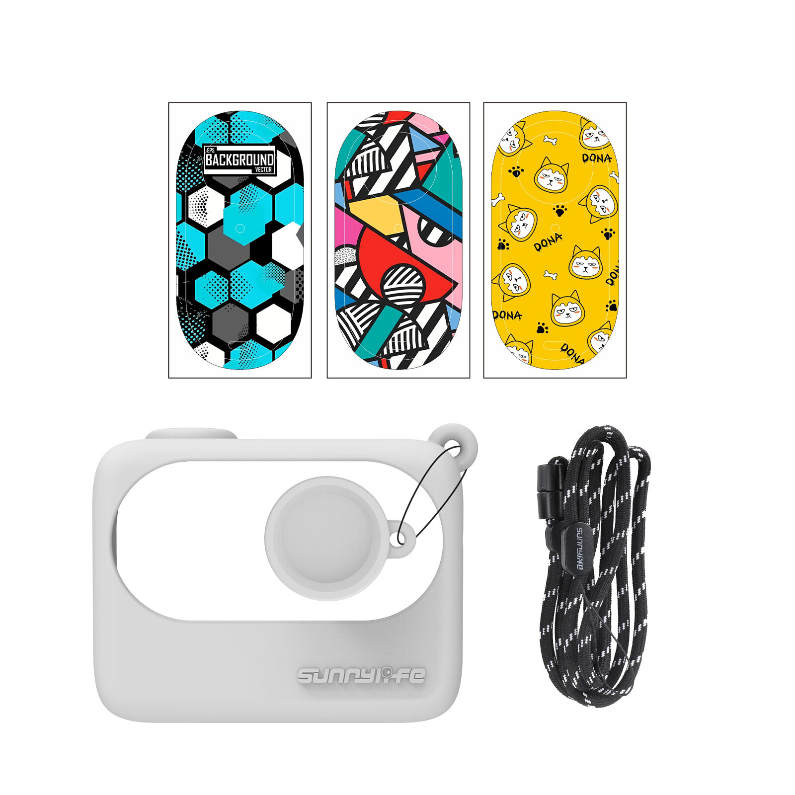 For Insta360 GO3 Silicone Case Camera Sticker Lens Cover Protective Case Lanyard