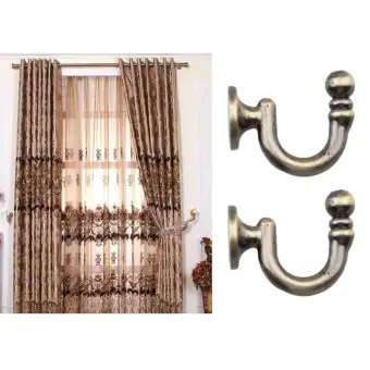 Dolity 2 Pieces Metal Curtain Drapery Tiebacks Hooks Holder Wall